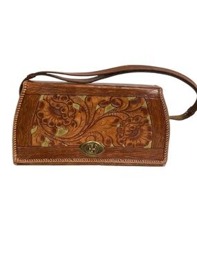 Vintage Leather Tooled Hand-painted Boho Western Handbag Clutch
